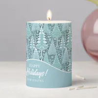 Stylized Coastal Christmas Trees Pattern#6 ID1009 Pillar Candle