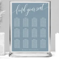 Dusty Blue Simple Wedding Seating Chart