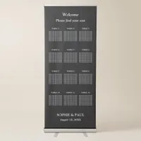 Elegant Black 12 Table Wedding Seating Chart Retractable Banner