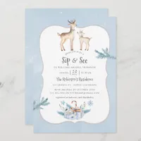 Pastel Watercolor Christmas Holiday Sip and See Invitation