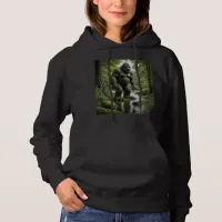 Bigfoot standing in a Creek Cartoon  Hoodie