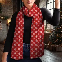 Snowflake Red and White Christmas Scarf