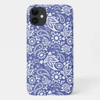 Classic Blue White Boho Paisley Patterned iPhone 11 Case