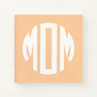 Peach and White Circle Monogram MOM Notebook