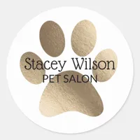 Gold Paw Print Logo On White Product Label