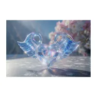 *~* AP78 Glass - Crystal Hearts Angel Wings Acrylic Print