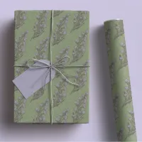 Sage Green & Pastel Purple Vintage Art Deco Floral Wrapping Paper Sheets