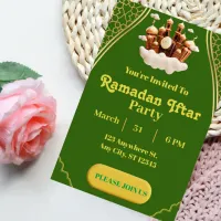 Green And Gold Minimalist Ramadan Iftar Invitation