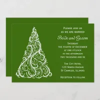 Green Christmas Tree Winter Wedding Invitation