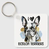 I Love Boston Terriers Keychain