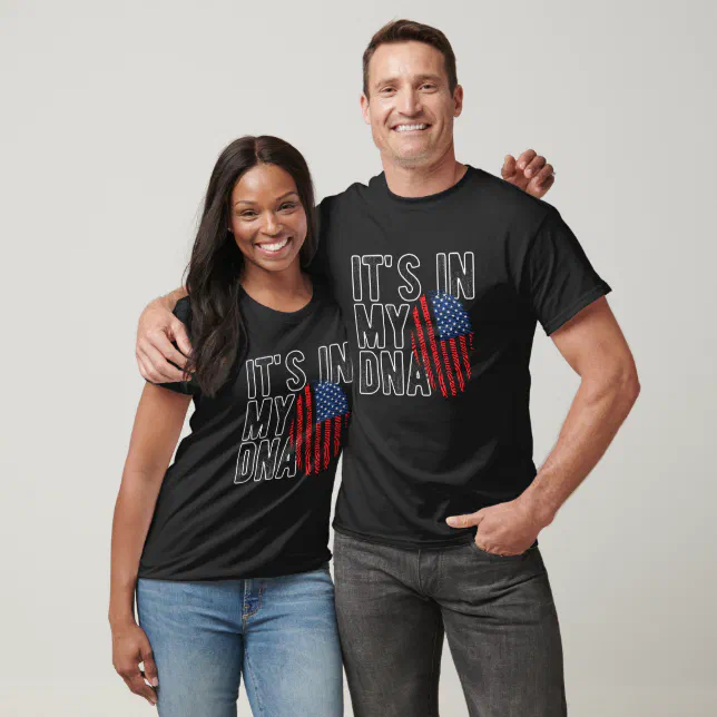 It's In My DNA USA Fingerprint Flag Patriotic T-Shirt