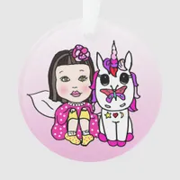 Pretty Pink Fairy & Rainbow Unicorn & Butterfly Ornament