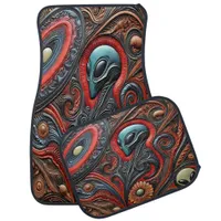 Intricate Alien Design Inspired by Cosmic Themes Car Floor Mat