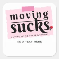 Moving Sucks! Modern Funny Farewell Good Bye Gift Square Sticker