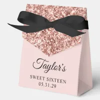 Rose Gold Glitter Blush Sweet Sixteen Favor Boxes