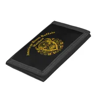 Gold Bison With Floral Design Trifold Wallet