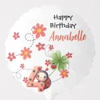 Ladybug / Watercolor 4th Birthday Balloon