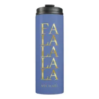 Blue Gold Christmas Fa La La ID1009 Thermal Tumbler