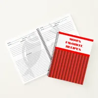 Red Striped Spiral Recipe Notebook