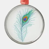 Simple Elegant Peacock Feather Metal Ornament