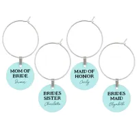 Bachelorette Party Aqua Personalized Name Wine Charm