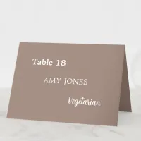 Guest Name Meal Choice Taupe Place Card