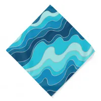 Ocean Waves Aqua Blue Striped Nautical Bandana