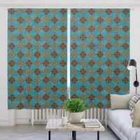 Southwest Mountain Peaks Design Turquoise 50x84in Blackout Curtains