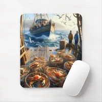 Twilight Harvest Fishermen Collecting Crabs Mouse Pad