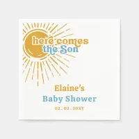 Here comes the son boho retro baby shower  napkins