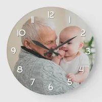 Grandfather and Grandson Family Photo Large Clock