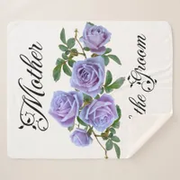 Mother of  Groom Watercolor Blue Roses Bouquet   Sherpa Blanket