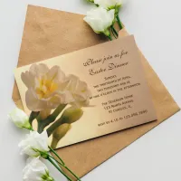 White Double Daffodil Flowers Easter Dinner Invitation