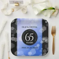 Elegant 65th Blue Sapphire Wedding Anniversary Paper Plates