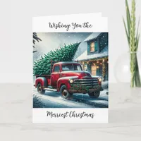 Wishing You the Merriest Christmas | Vintage Truck Card