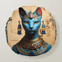 Bastet the ancient Egyptian god Round Pillow