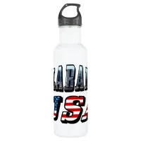 Alabama Picture and USA Flag Font Water Bottle