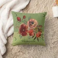 Vintage Fall Flowers Throw Pillow