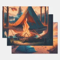 Camping Themed Birthday Wrapping Paper Sheets