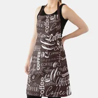 Brown And White Typography Coffee Design Apron