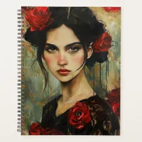 Portrait of a Lady with Red Roses Planner