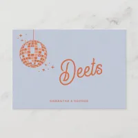  Retro Groovy 70s Cute Blue Orange Disco Wedding Enclosure Card