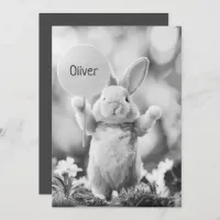 Funny Rabbit Simple Black And White Card
