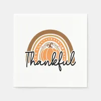 Rustic Boho Pumpkin Rainbow Thankful Napkins