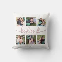 Cute Pink Besties Finger Heart Photo Collage Throw Pillow