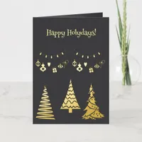 Golden Foil Christmas Trees Simple Elegant  Foil Greeting Card