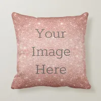 Create Your Own Metallic Rose Gold Glitter Foil Throw Pillow