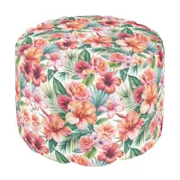 Tropical Flowers in Bloom Round Pouf