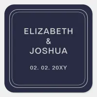 Classic Navy Silver Wedding Square Sticker