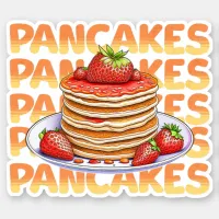 Stack of Pancakes with Strawberries on Top Cartoon Sticker